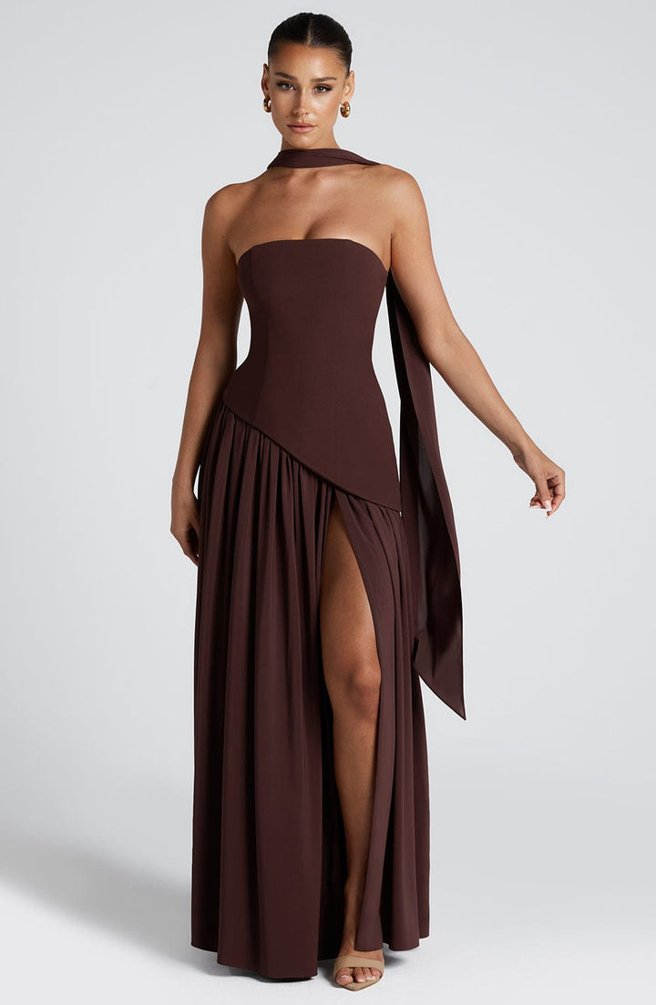 Women’s Strapless Corset Evening Maxi Dress – Elegant Winter Gala & Christmas Party Gown