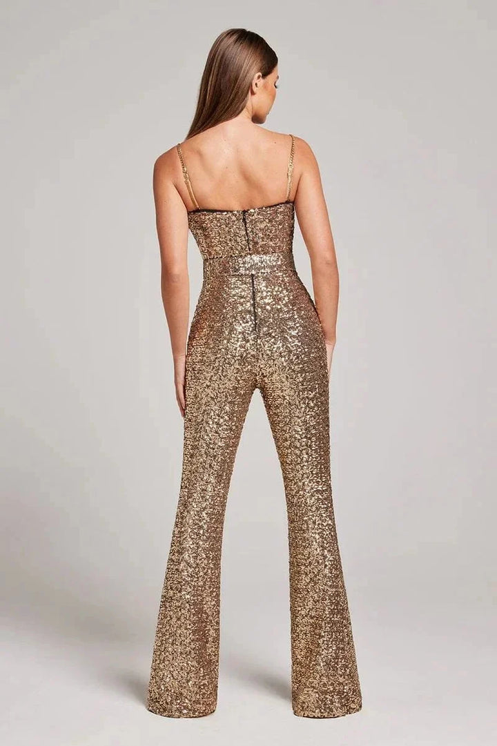 Jenna | Glitter Jumpsuit with Waist Belt Set