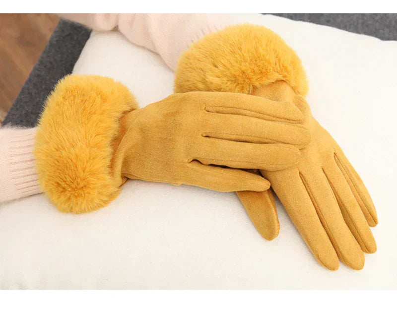 Sweden Gloves with Imitation Fur - VelvetGlam
