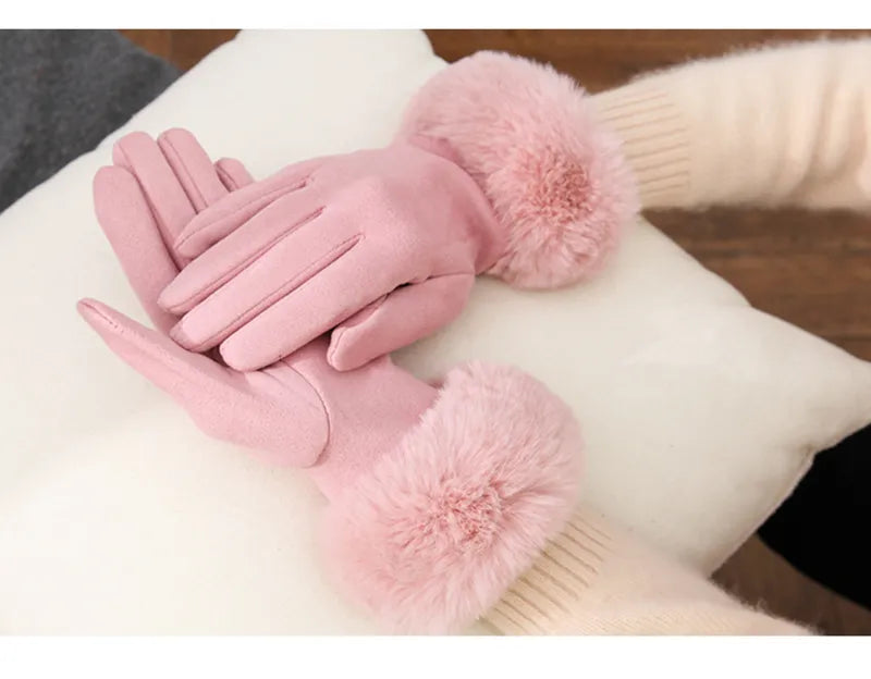 Sweden Gloves with Imitation Fur - VelvetGlam
